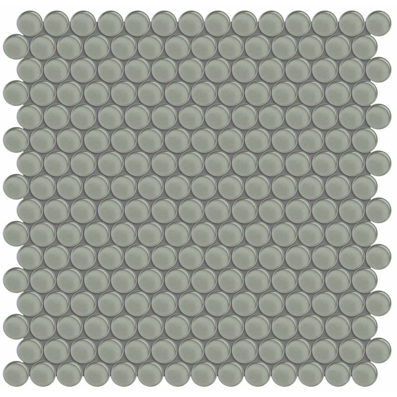 Element Smoke Penny Round Glass Mosaics. 1 Sheet = .96 Sq. Ft. (35-100)