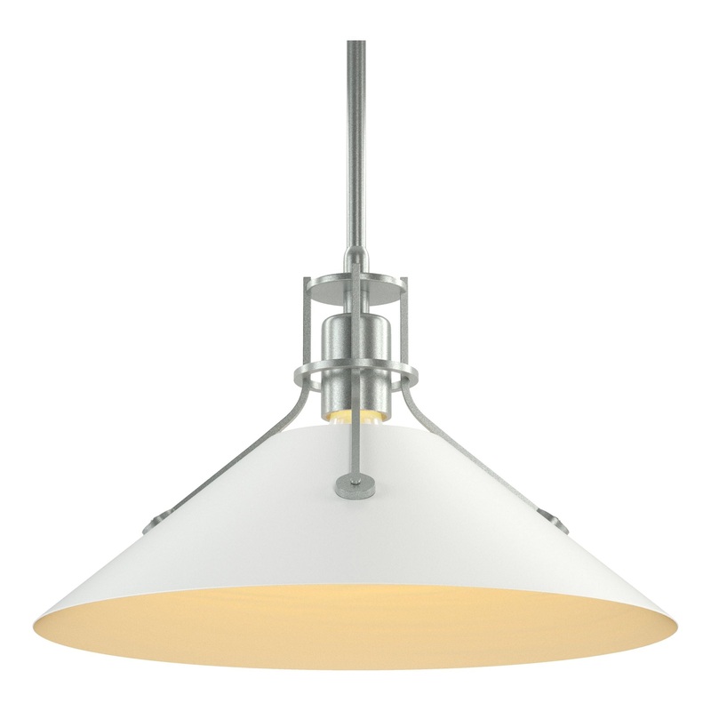Henry Medium Steel Shade Pendant Vintage Platinum White
