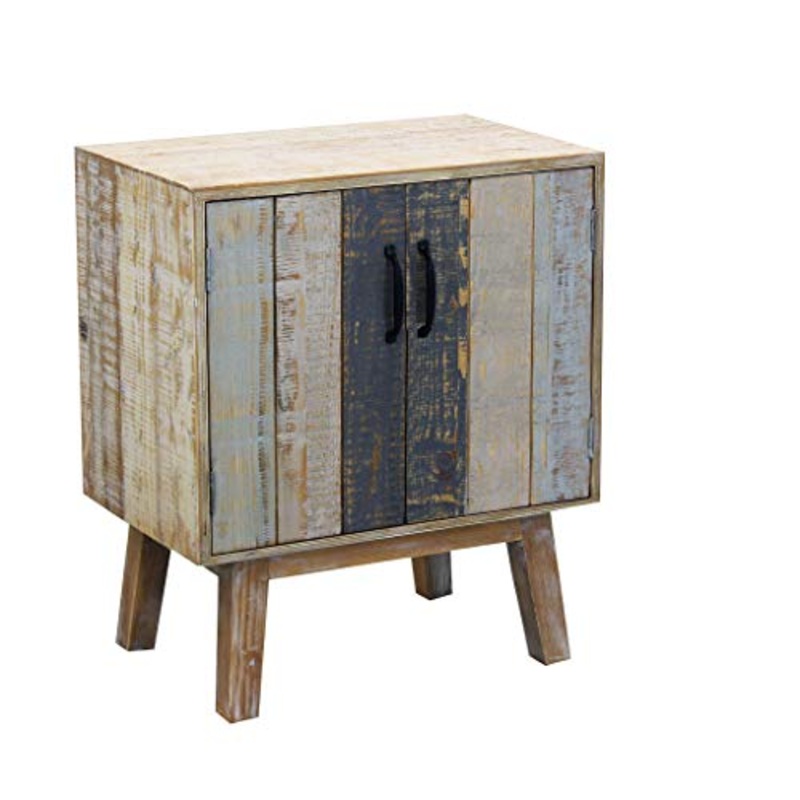 Milani Home s.r.l.s. Com Comodino in Legno Colorato con 2 Ante Stile Vintage Moderno per Camera da Letto