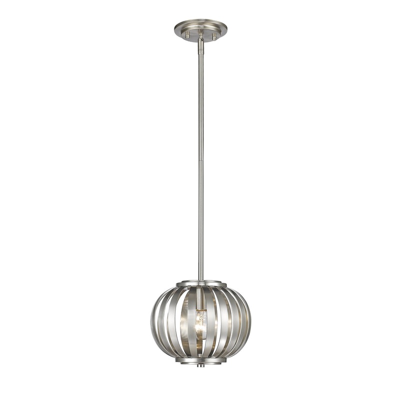 One Light Mini Pendant from the Moundou Collection in Brushed Nickel Finish by Z-Lite