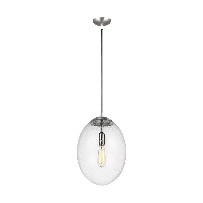 One Light Pendant from the Leo – Hanging Globe Collection in Satin Aluminum Finish by Visual Comfort Studio