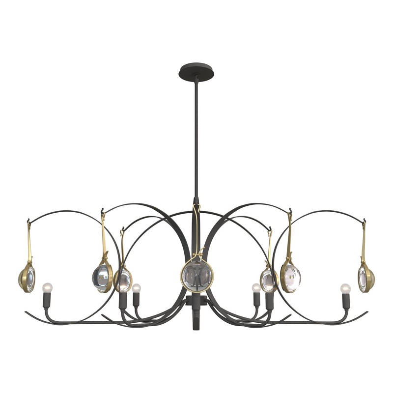 Optic 8-Light Oval Pendant Natural Iron Modern Brass