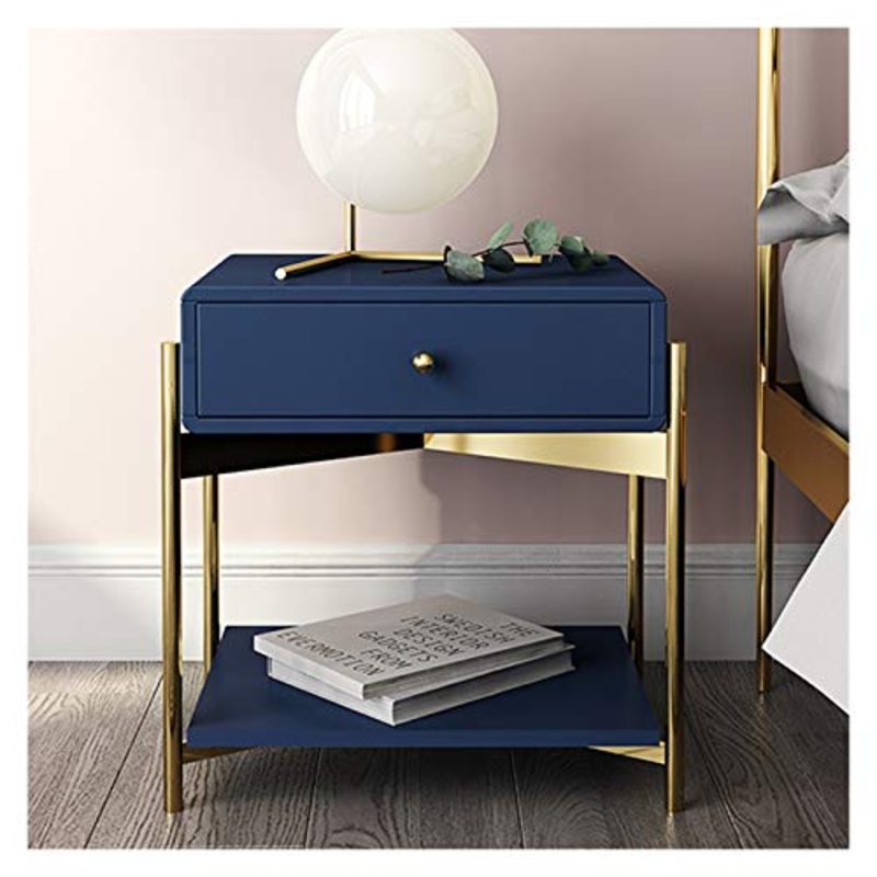 WSZMD Free Bianco Nero Moderno Ferro Dorato Comodino caff Divano Terminale Comodino Comodino Arredamento Casa Bedstand Armadietto Camera Letto, Comodino