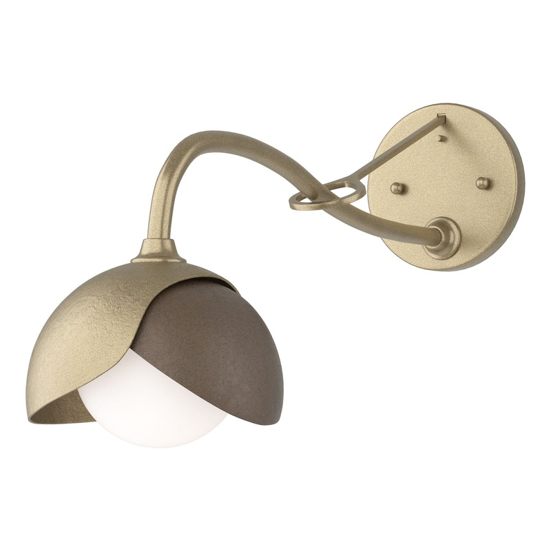 Brooklyn 1-Light Double Shade Long-Arm Sconce Soft Gold Bronze