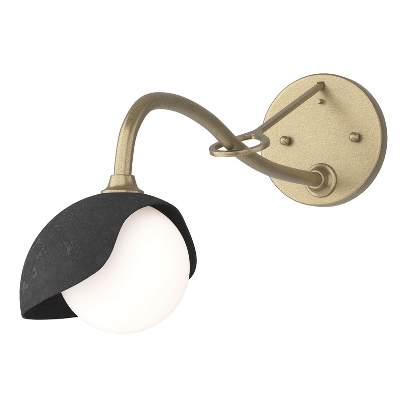 Brooklyn 1-Light Single Shade Long-Arm Sconce Soft Gold Black