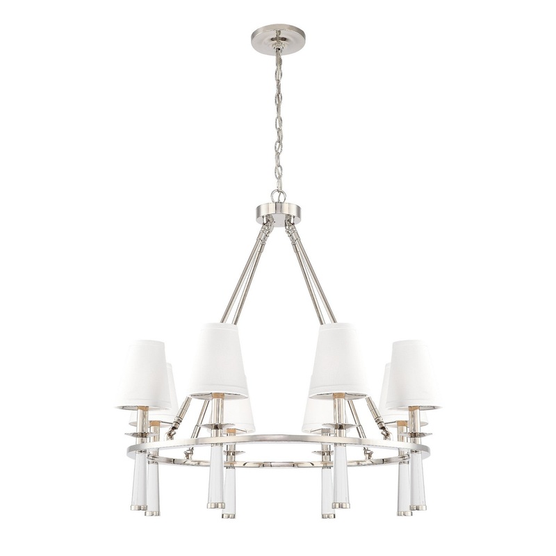 Crystorama 8867-PN Baxter Eight Light Chandelier Polished Nickel