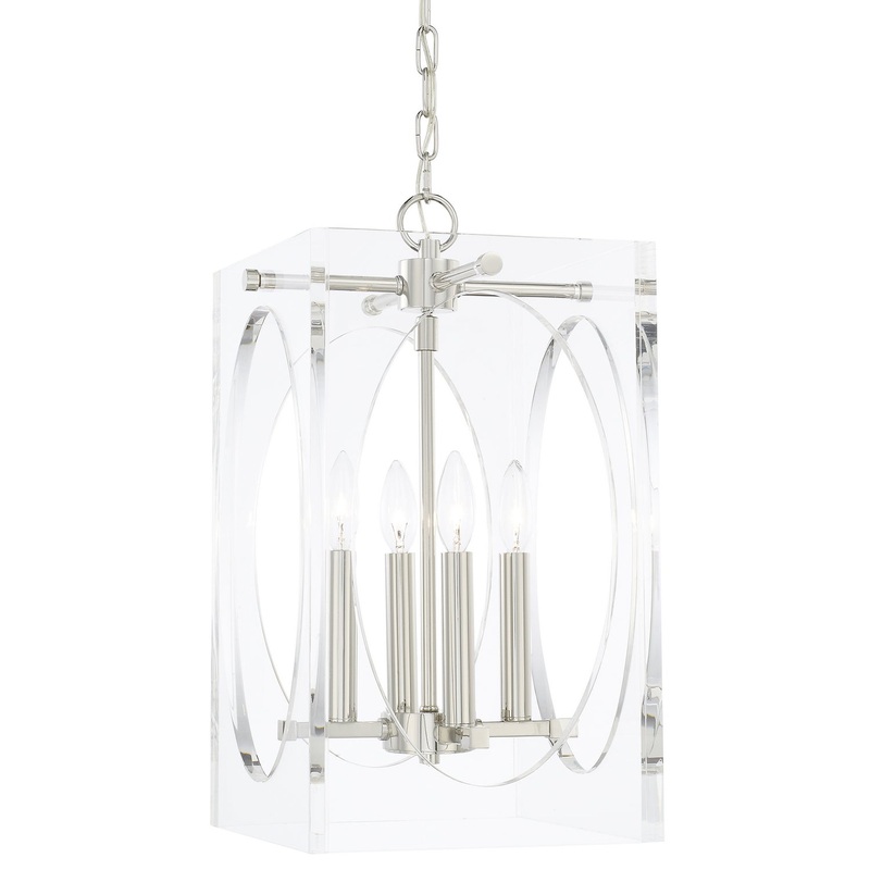 Crystorama 8874-PN Drake Four Light Chandelier Polished Nickel