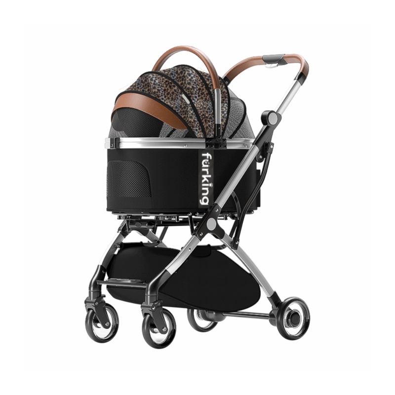 Fur King Lux Pet Pram / Stroller – Leopard