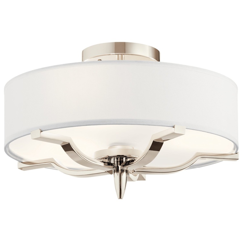 Kichler 44314PN Three Light Flush Mount, Polished Nickel