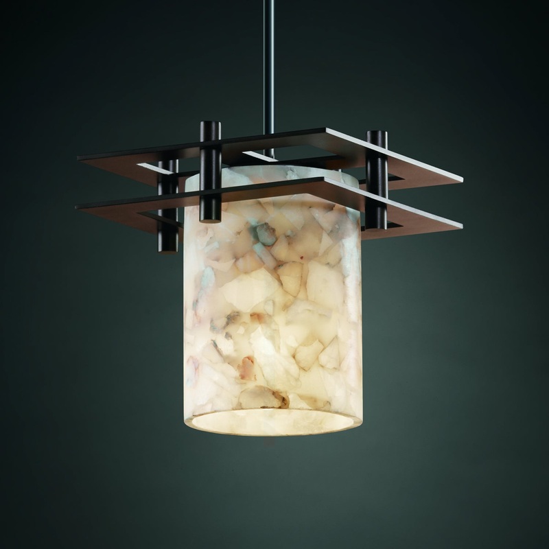 One Light Pendant from the Alabaster Rocks! Collection in Dark Bronze Finish by Justice Designs