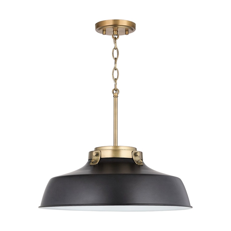 One Light Pendant from the Oakwood Collection in Matte Black Finish by Capital Lighting