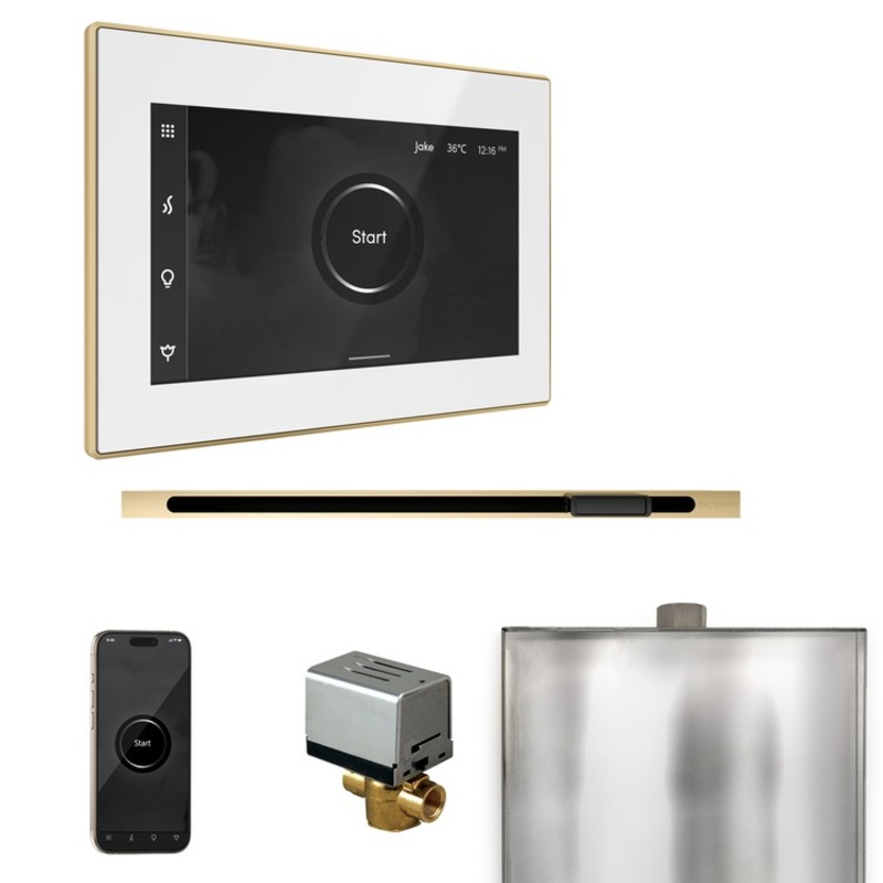 Steam Kit xButler Linear White/Polished Brass Control Package for MS90 to MSSUPER3