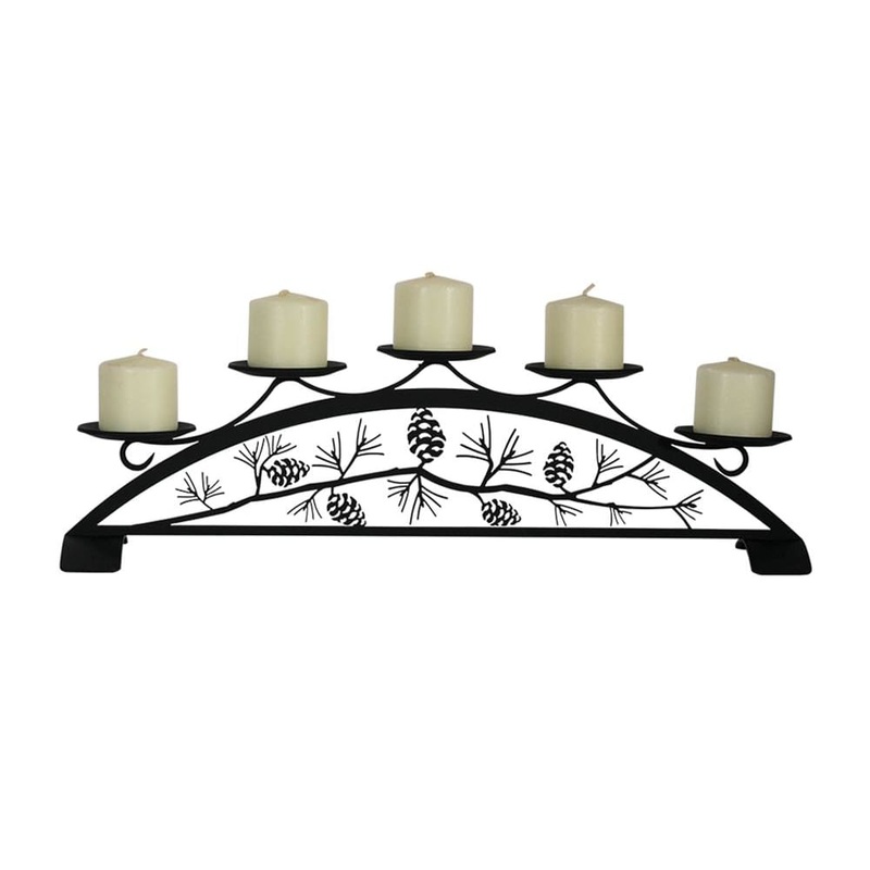 Village Wrought Iron C-PLB-89 Pinecone Table Top Pillar Candle Holder