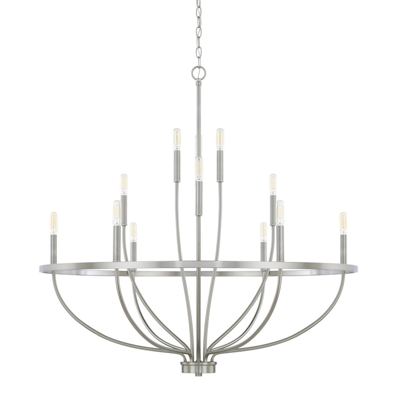 Capital Lighting 428501BN Greyson 12 Light Chandelier Brushed Nickel