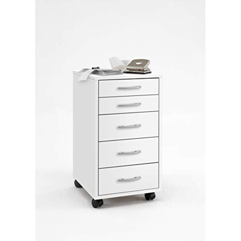 FMD furniture 336-001E – Cassettiera in truciolato, colore: bianco, dimensioni: ca. 33 x 63,5 x 38 cm (larghezza x altezza), con rivestimento in melammina