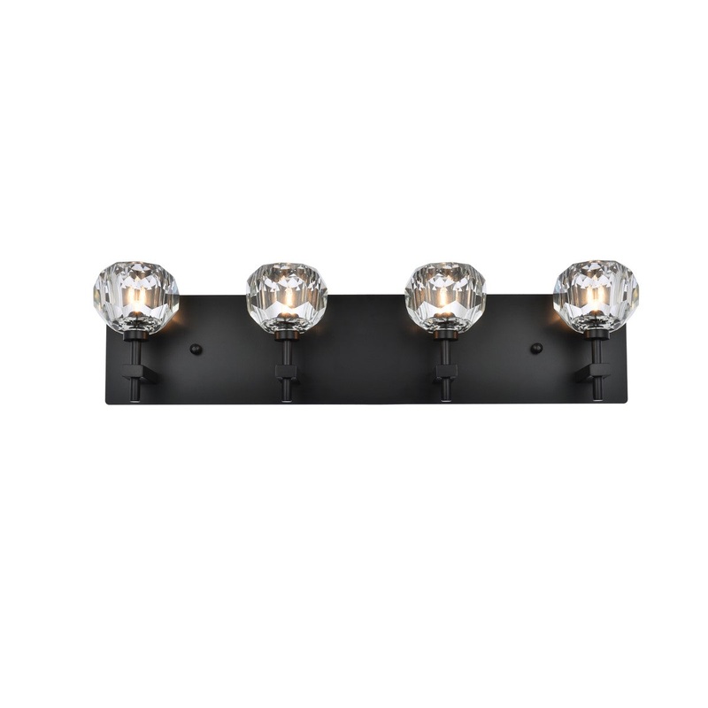 Four Light Wall Sconce from the Graham Collection in Black And Clear Finish by Elegant Lighting