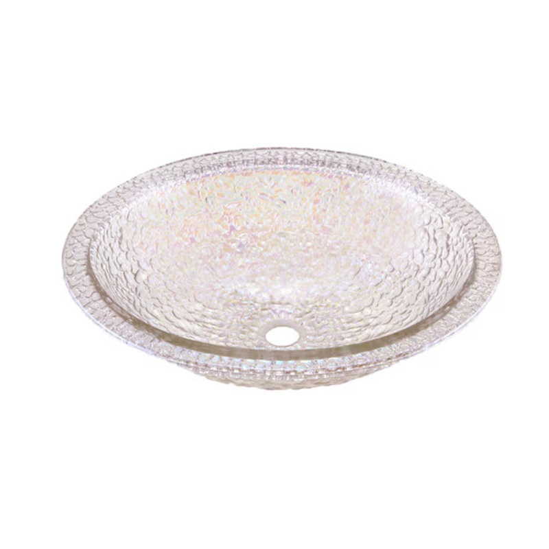 JSG Oceana Pebble Crystal Reflections Glass DropIn/Undermount Oval Sink