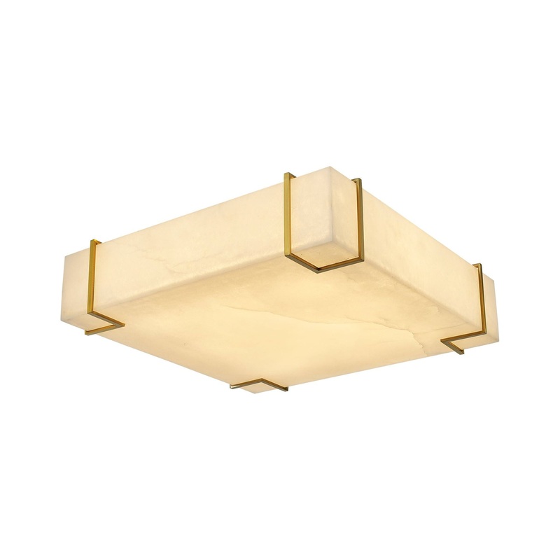 Madrid 10-Light Semi Flush Mount Antique Brass and Alabaster