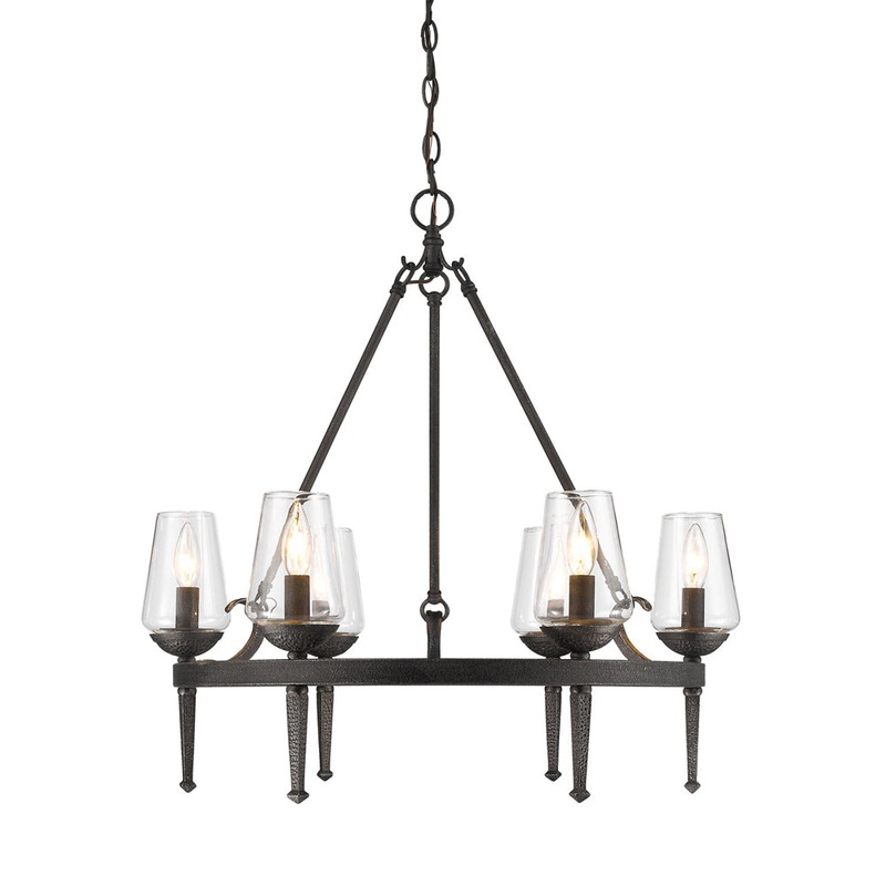 Marcellis 6 Light Chandelier in Dark Natural Iron with Clear Glass