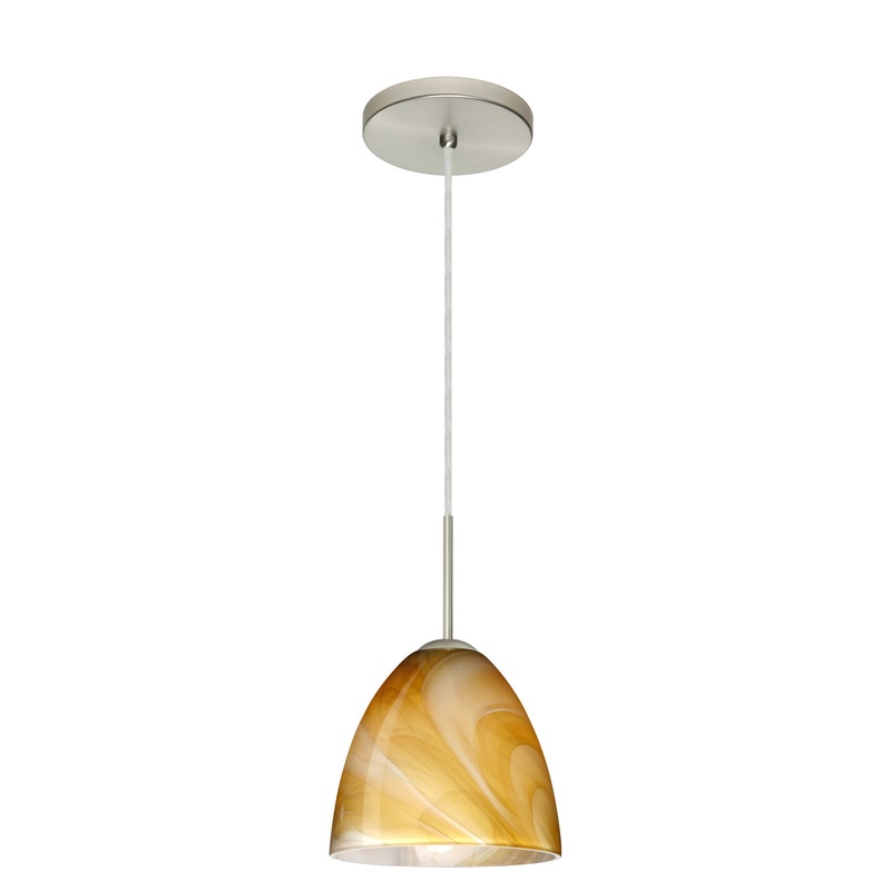 One Light Pendant from the Vila Collection in Satin Nickel Finish by Besa
