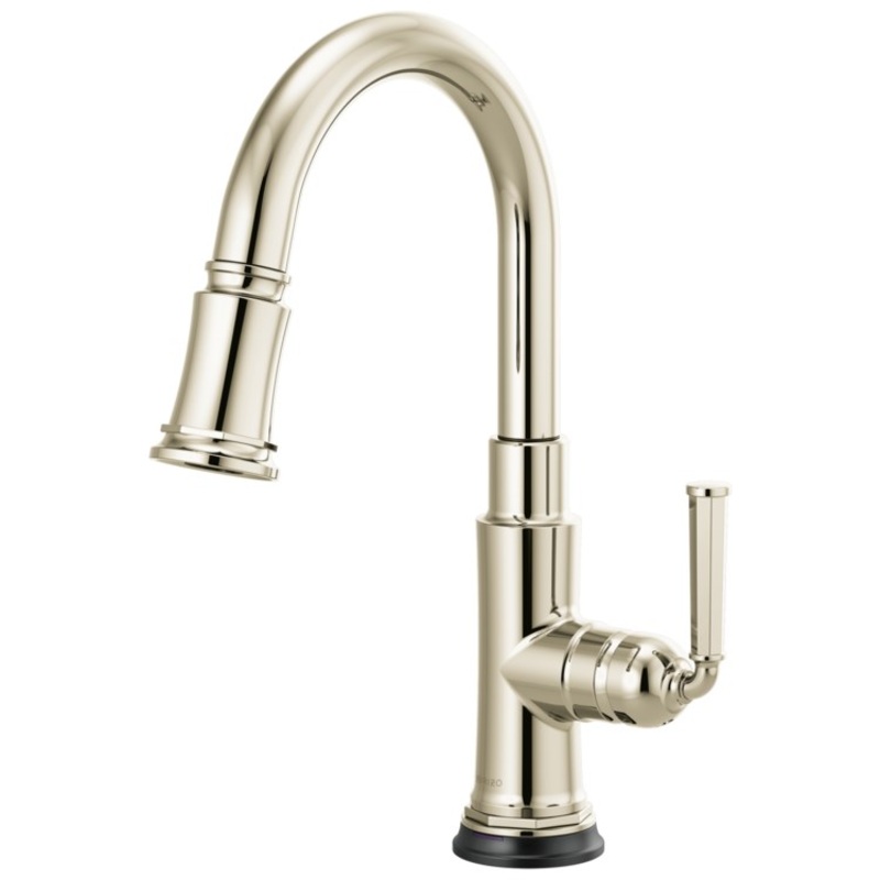 Prep Faucet Rook SmartTouch Technology 1 Lever ADA Brilliance Polished Nickel Pull Down 2 Function Wand Aerated Stream/Spray 360 Degree Swivel