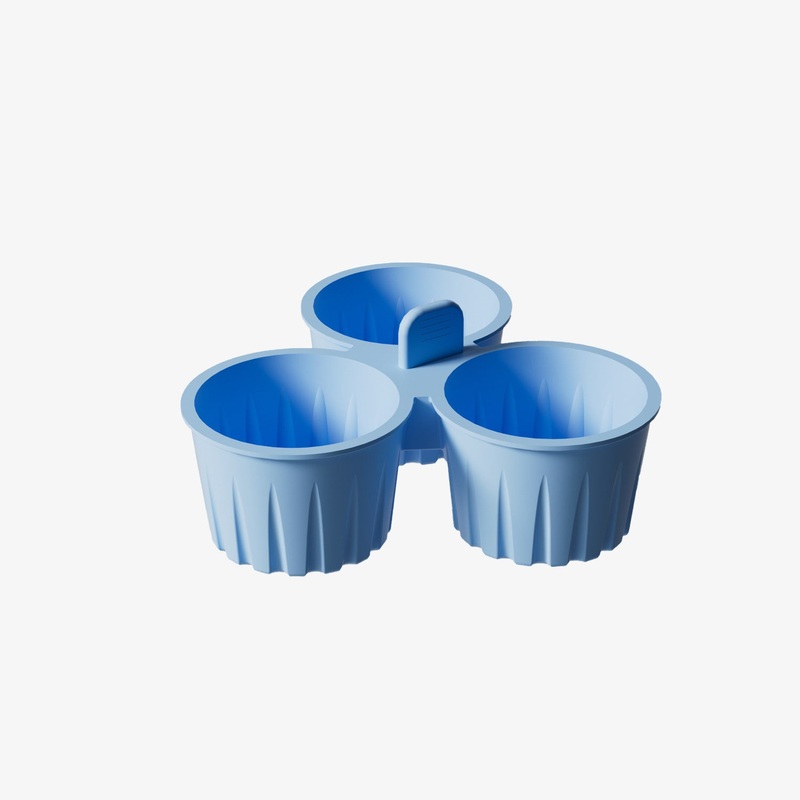 2 Pcs Blue 3-Compartment Silicone Bowl – BPA-Free, Microwave & Air Fryer Safe for Eggs, Baking & Food Storage