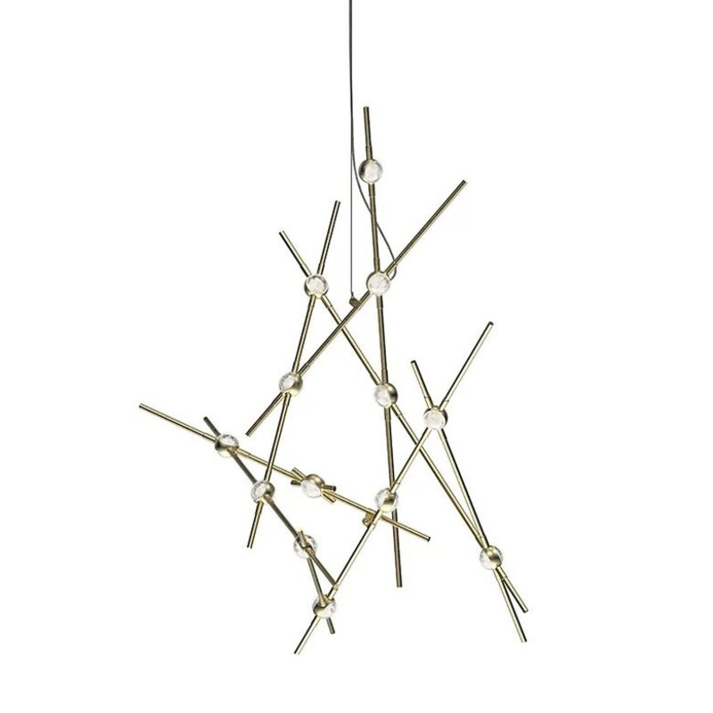 Constellation Aquila Minor Satin Brass with Clear Faceted Acrylic 2700K 20′ Adjustable Cord/Cable