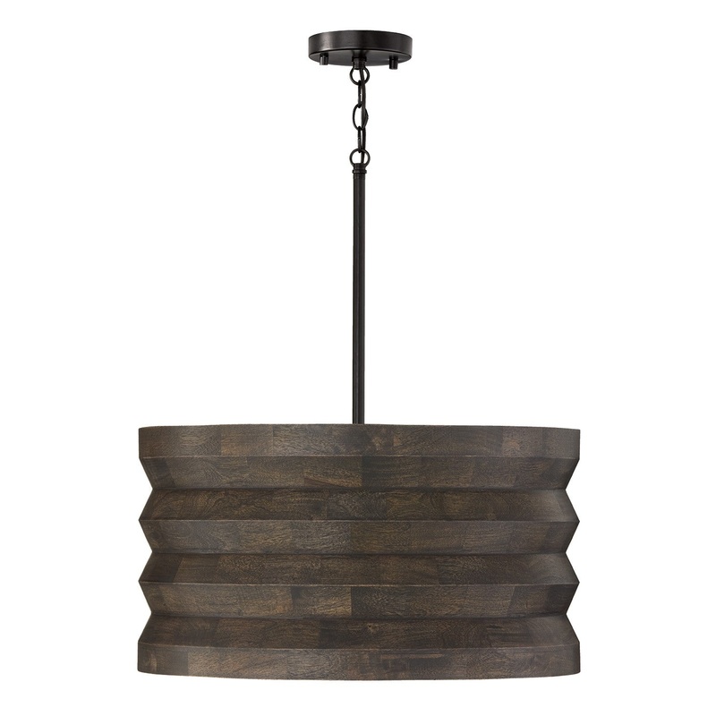 Four Light Pendant from the Dunn Collection in Espresso Stain and Black Finish by Capital Lighting