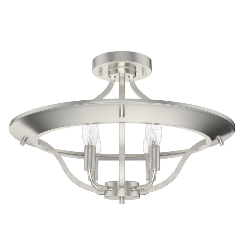 Four Light Semi Flush Mount from the Perch Point Collection in Brushed Nickel Finish by Hunter