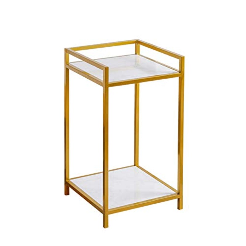 Juan Soggiorno Square Table Side Nordic Modern 2 Tier Marble Corner Camera da Letto Camera da Letto Comodino Display Plant Stand, 35x35x65cm