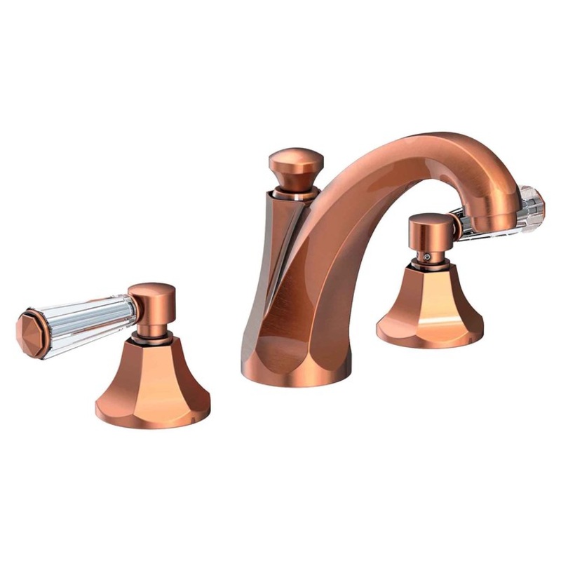 Lavatory Faucet Metropole Widespread 8 to 20 Inch Spread 2 Lever ADA WaterSense Antique Copper 1.2 Gallons Per Minute Brass/Crystal Pop Up Spout Reach 6-1/3 Inch