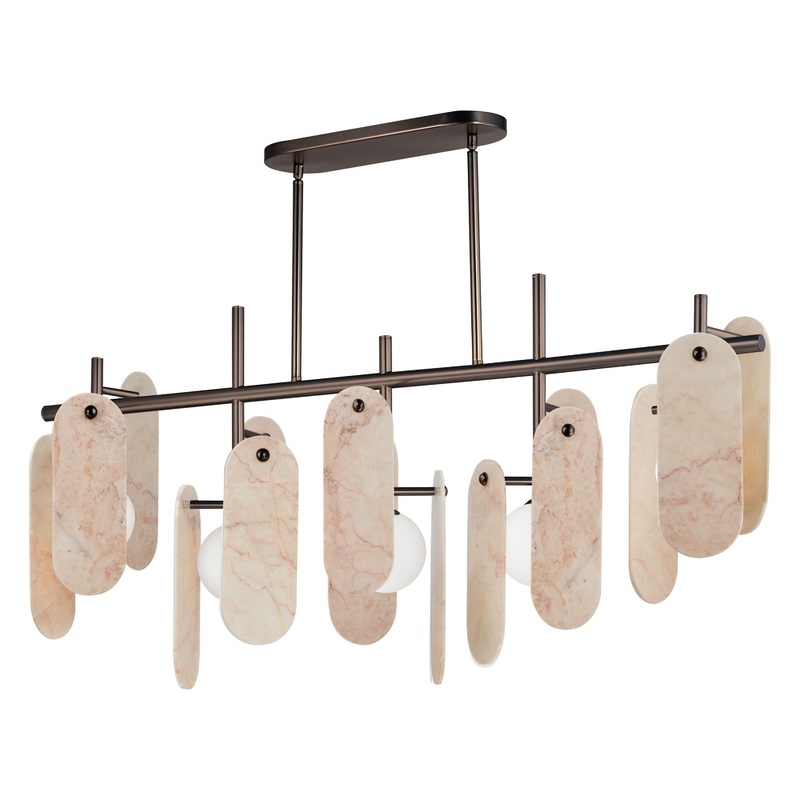 Megalith 5-Light Linear LED Pendant Brushed Bronze Rose Jade