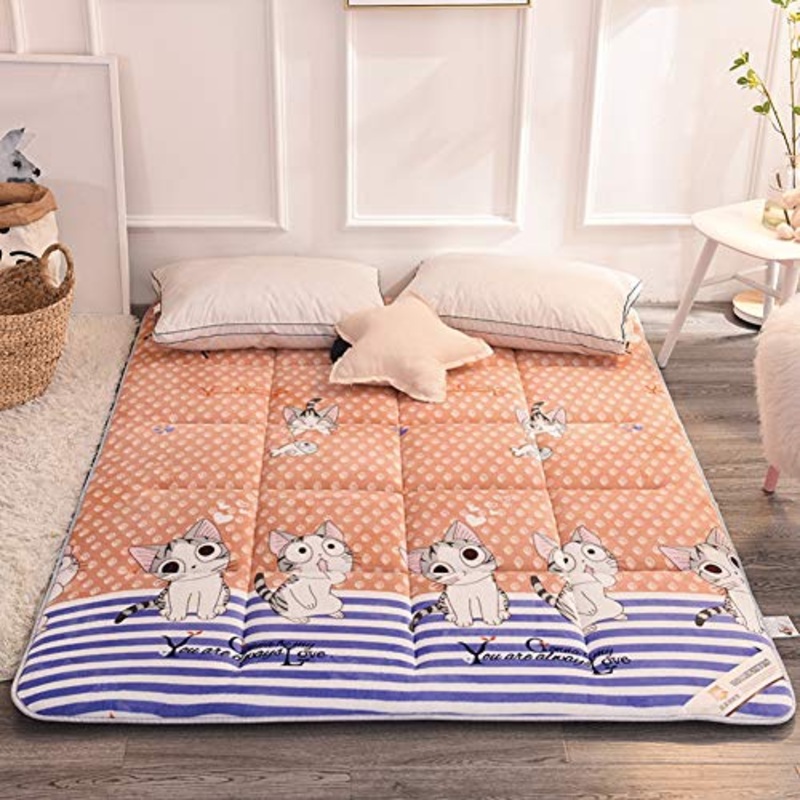 Nileco Portatile Sonno Coprimaterasso, Giapponese Futon Tatami Tappetino con Cinghie Premium Coprimaterasso Ipoallergenico Coprimaterasso-b Queen