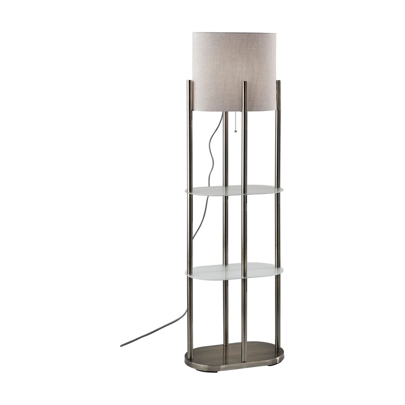 Norman Shelf Floor Lamp Brushed Steel
