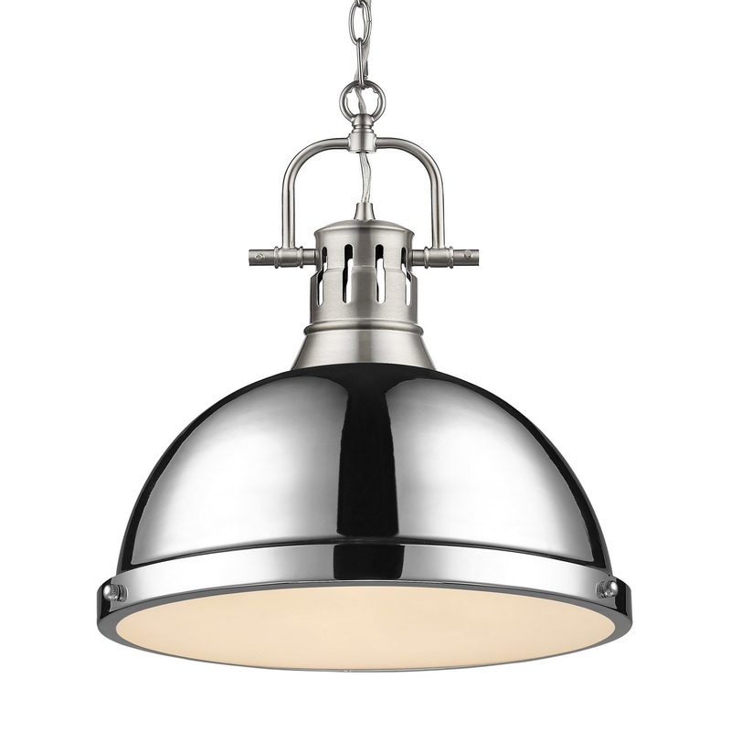 One Light Pendant from the Duncan Collection in Pewter Finish by Golden