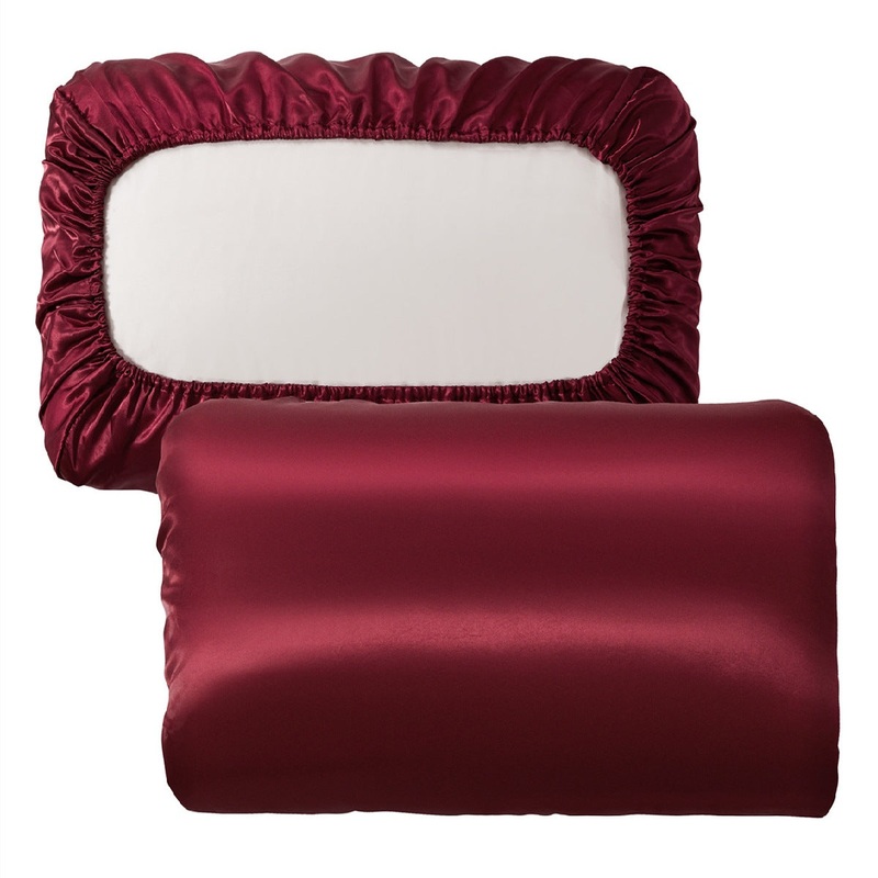 Red Satin Pillowcase Pair – Smooth for Hair & Skin, Elastic Fitted (46×70+16cm)