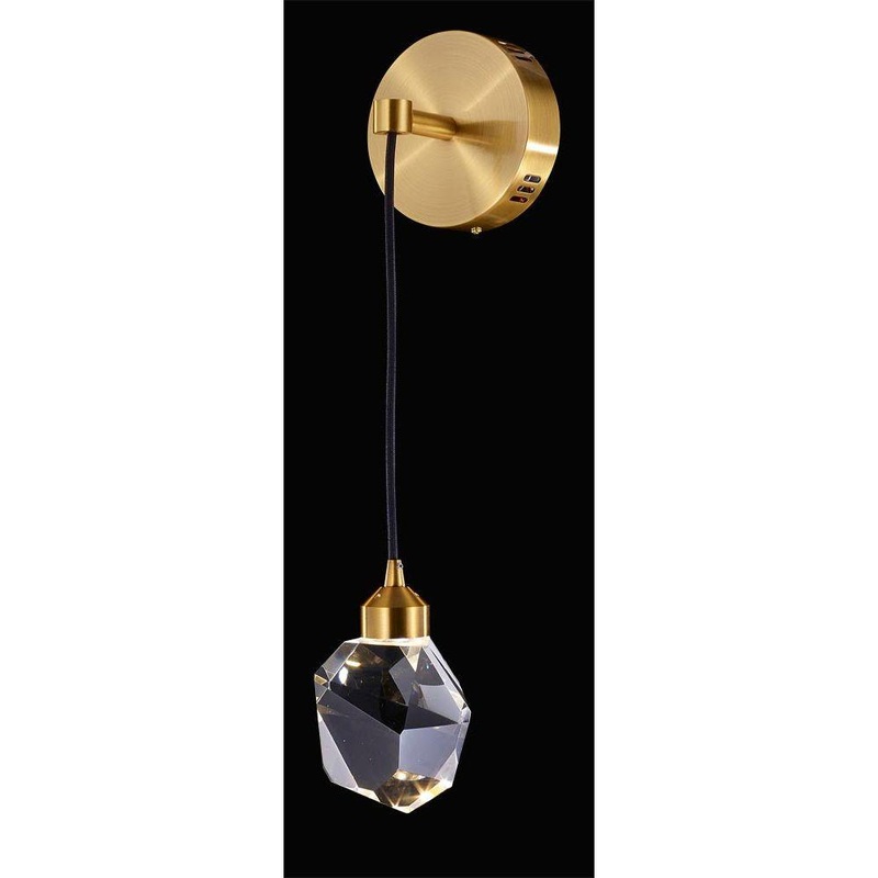 Rock Crystal 1-Light Wall Sconce Antique Brass