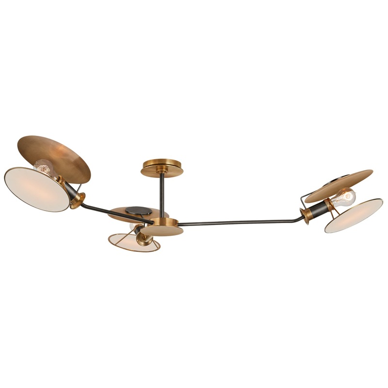 Three Light Semi-Flush Mount from the Osiris Collection in Bronze With Antique Brass Finish by Visual Comfort Signature
