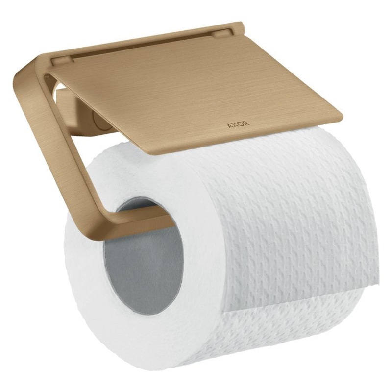 Toilet Paper Holder Universal SoftSquare with Cover Brushed Bronze Metal Wall Mount
