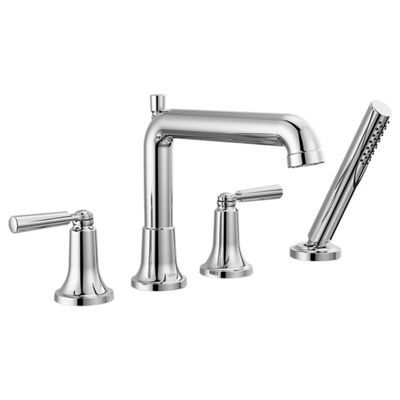 Tub Trim Deck Mount 2 Lever Brilliance Stainless WaterSense ADA 18 Gallons per Minute