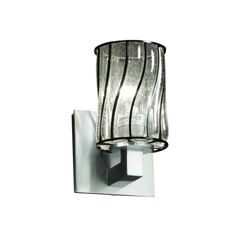 Wall Sconce from the Wire Glass Collection in Brushed Nickel Finish by Justice Designs