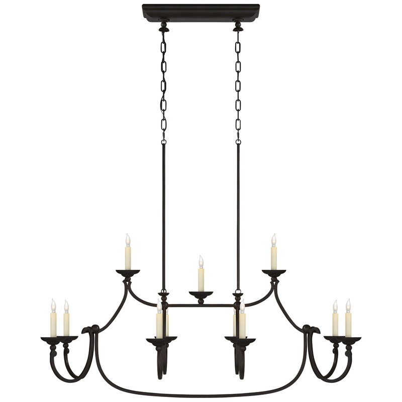 11 Light Linear Pendant from the Flemish Collection in Aged Iron Finish by Visual Comfort Signature