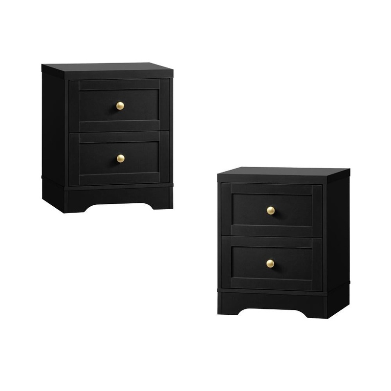 2X Bedside Tables Hamptons Furniture Black