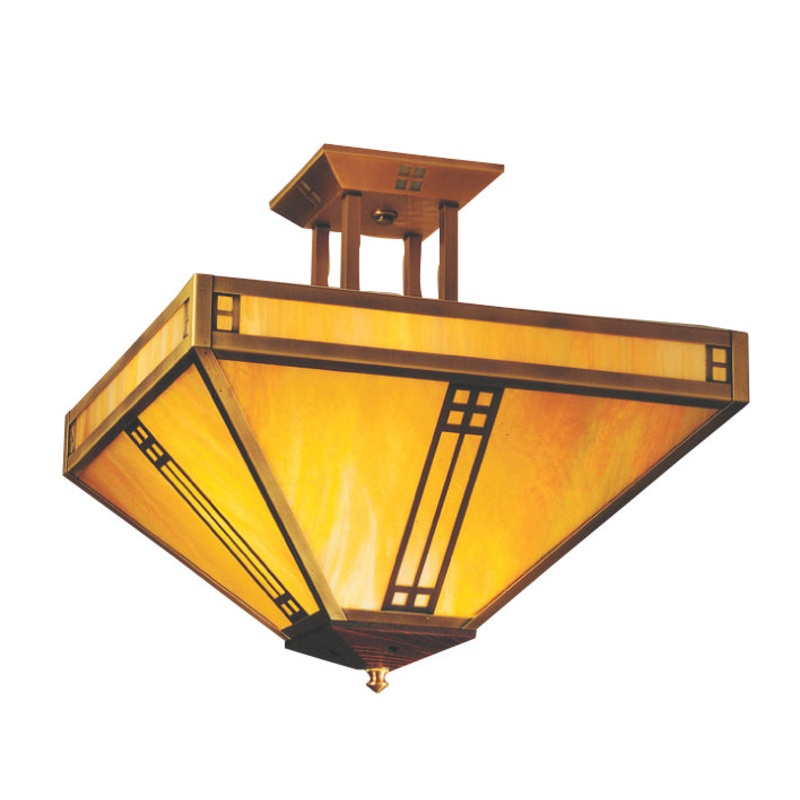 Arroyo PIH-12GW-AB Prairie Four Light Ceiling Mount Antique Brass