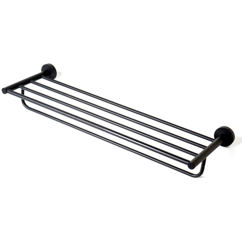 Black Matte 26″ Towel Bar & Shelf