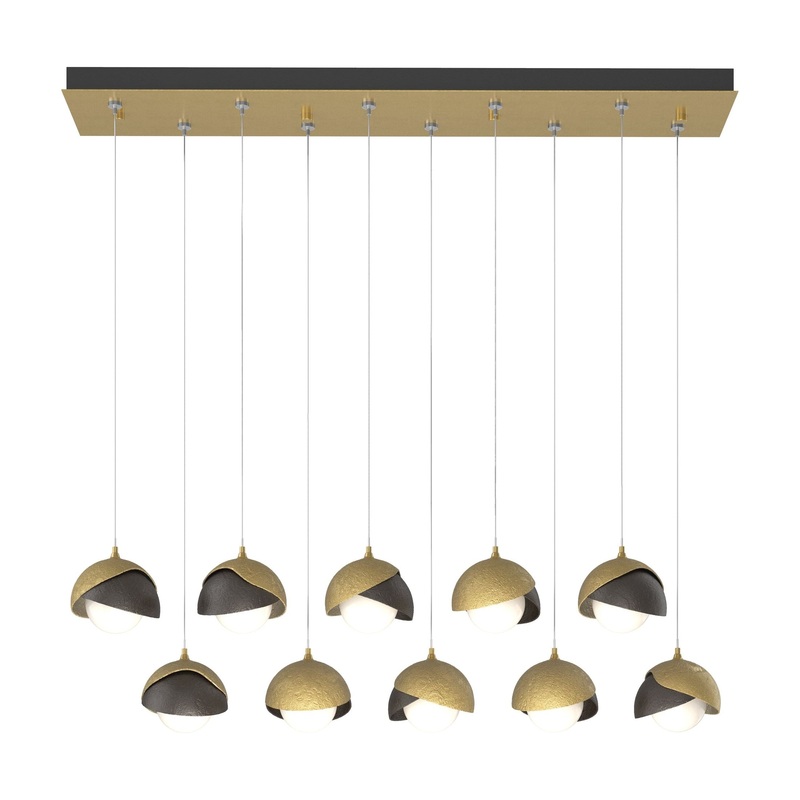 Brooklyn 10-Light Double Shade Pendant Modern Brass Oil Rubbed Bronze