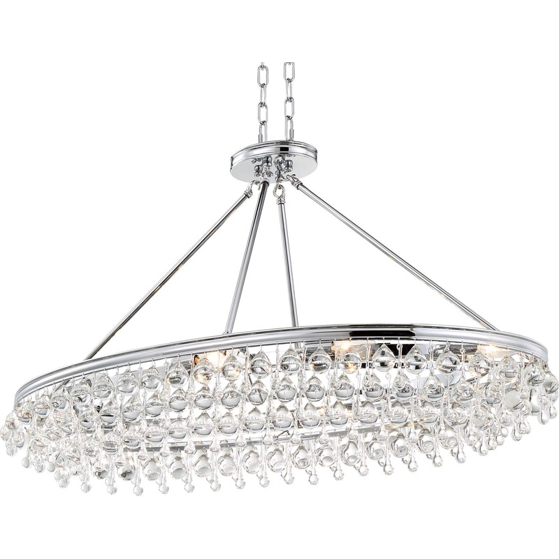 Crystorama 279-CH Calypso 8 Light Crystal Teardrop Chrome Oval Chandelier