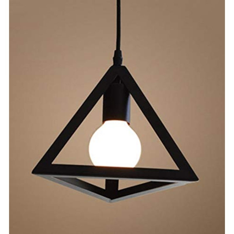 E27 Sospensione Gabbia Lampadario Metallo Retr Lampada a Sospensione Creativo Lampadario a Soffitto(Nero)