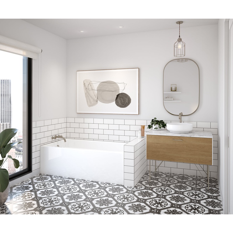 MAAX 105816-000-001-101 Rubix 6030 AFR Acrylic Alcove Left-Hand Drain Bathtub in White