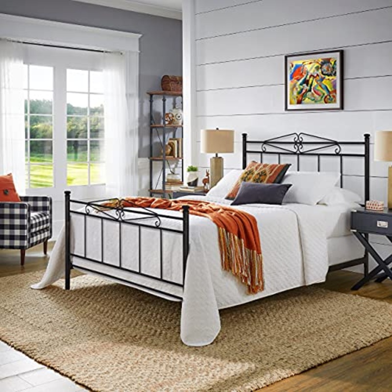 SISA srl, Struttura Letto Matrimoniale, Letto Matrimoniale Moderno, Letto Ferro Battuto, Modello Erica, Colore Nero Anticato (Con Sfumature Oro), 170x120x195 cm, 100% Made in Italy